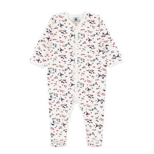 Petit Bateau - Baby Girl Front Snap Parisien Print Footie | Soft Cotton Sleepsuit