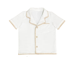 Embroidered White Boys Shirt