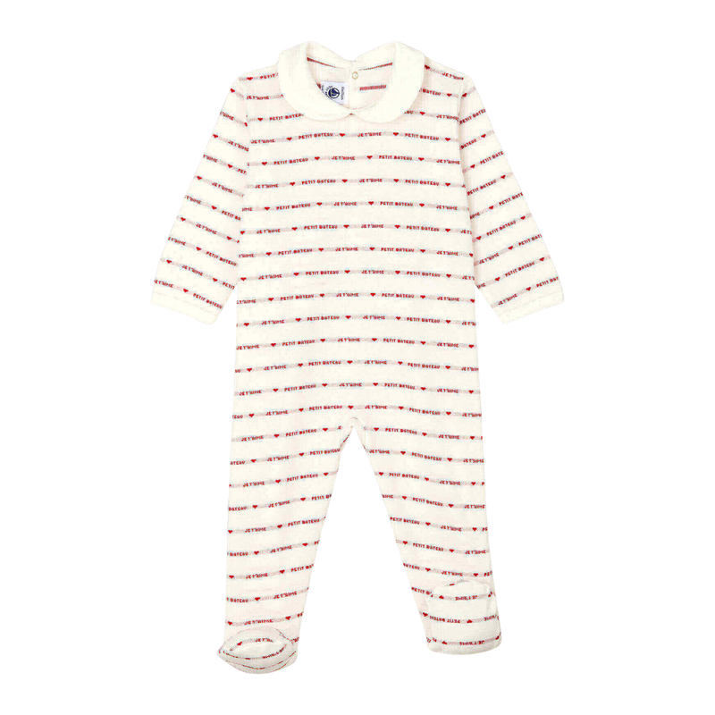 Petit Bateau - Baby Boy Logo Print Romper Sleepsuit | Soft Cotton One-Piece