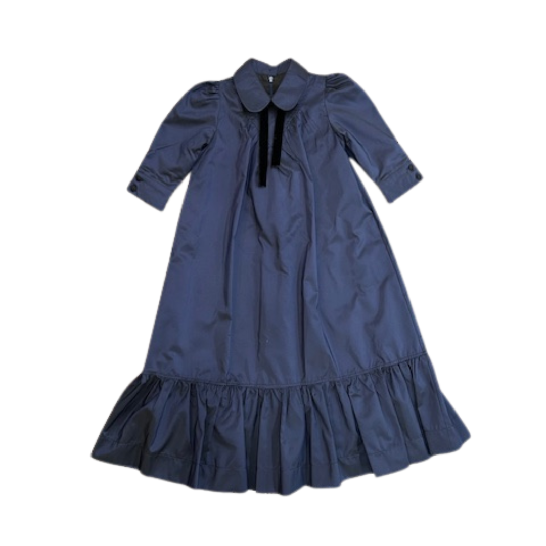Jouet Green Taffeta Dress with Velvet Collar