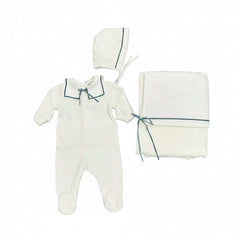 La Mascot Sailor Velvet Trim 3Pc Set Ivory/Blue