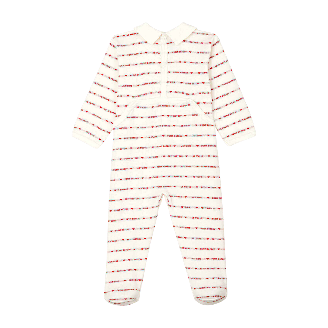 Petit Bateau Baby Boy Logo Print Romper Sleepsuit | Soft Cotton One-Piece