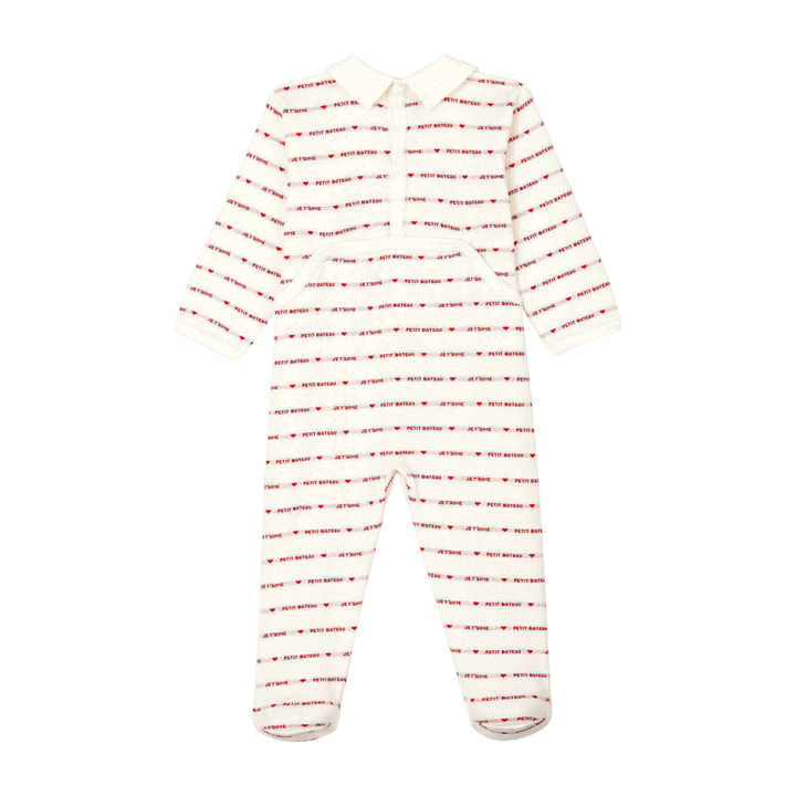 Petit Bateau Baby Boy Logo Print Romper Sleepsuit | Soft Cotton One-Piece