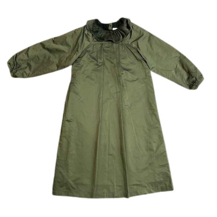 Jouet Green Taffeta Dress with Velvet Collar