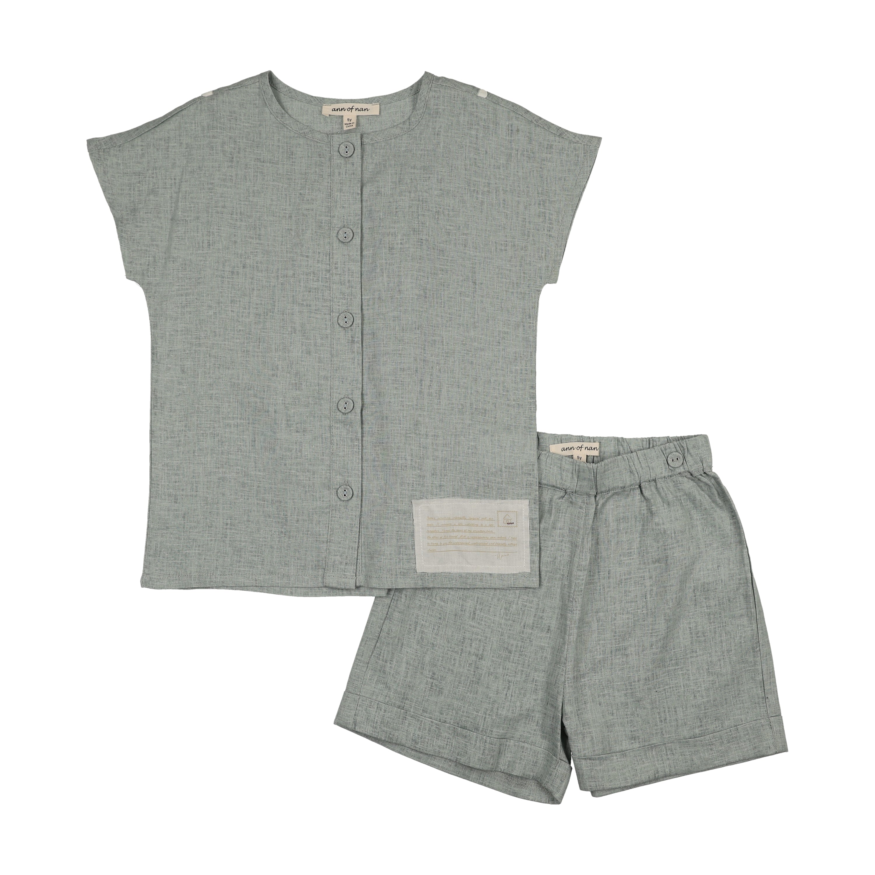 Ann of Nan - Slate Boys Crew Neck Shirt + Shorts