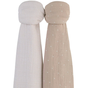 Two Pack Cotton Muslin Swaddle Blanket