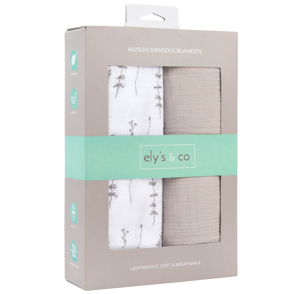 Two Pack Cotton Muslin Swaddle Blanket