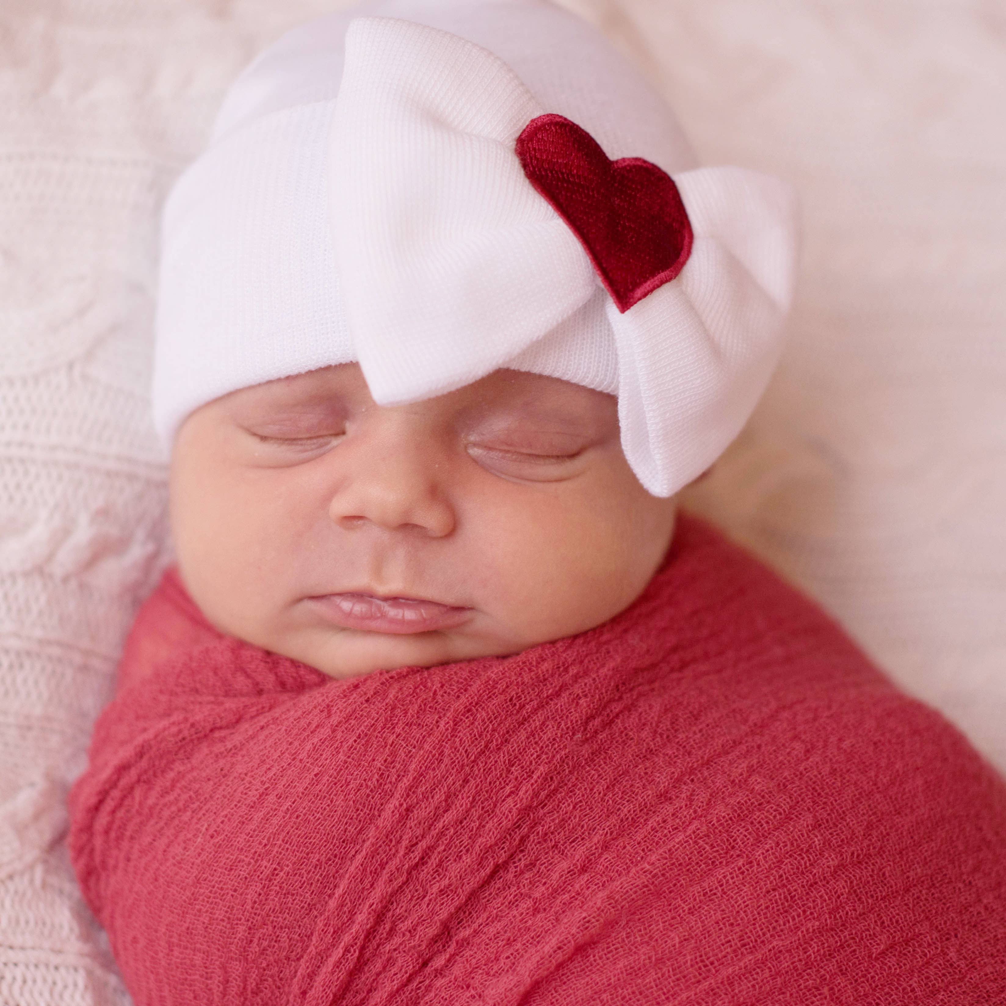 Heart Newborn Girls Hospital Hat Red Heart Newborn