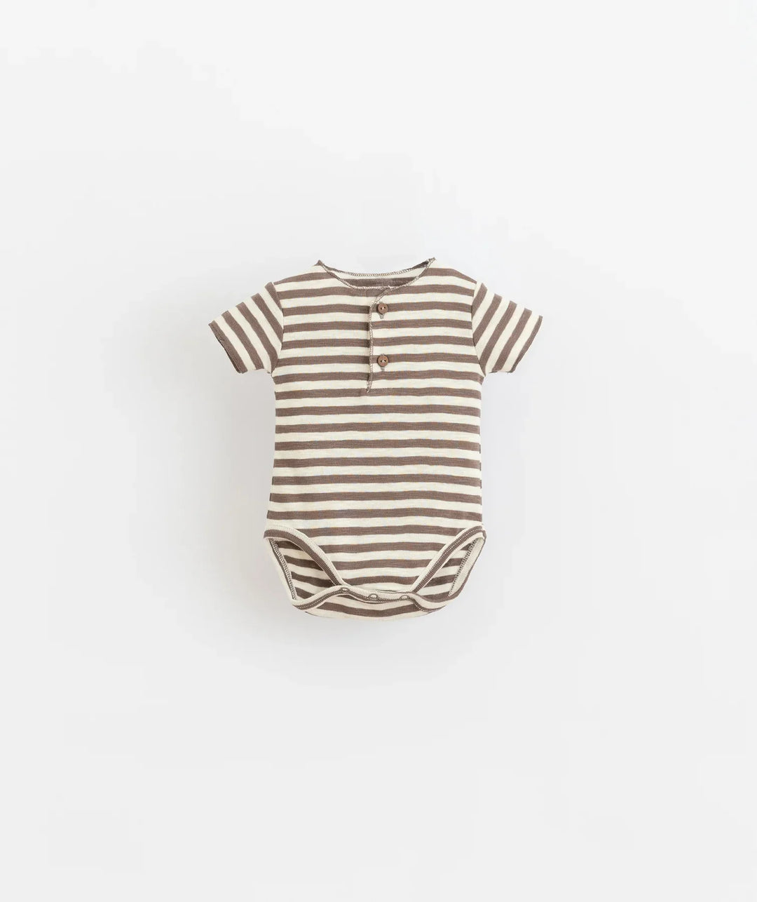 Play Up Striped Baby Bodysuits with Wooden Button