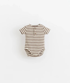 Play Up Striped Baby Bodysuits with Wooden Button