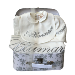 Miss Blumarine Ivory Onesie Bib Hat Set