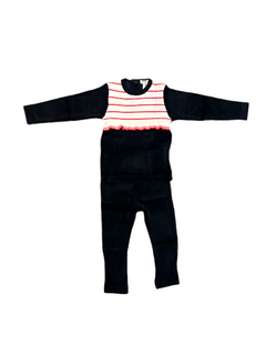 Chant de Joie Black/White Red Ruffle Velour 2 Pc Set