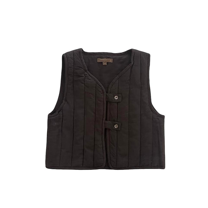 Orange Dimanche Brown Quilted Vest