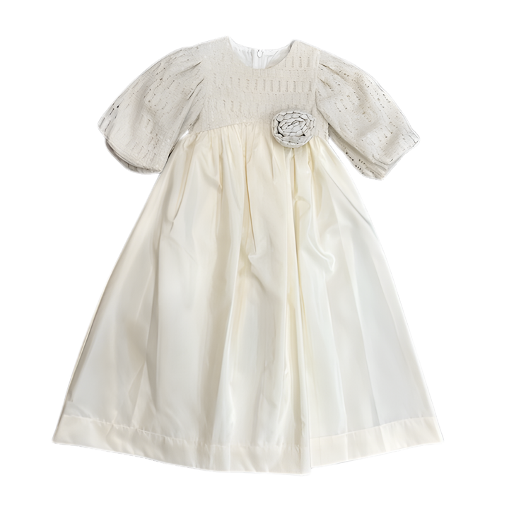 Jouet Girls Cream Knit High Waisted Tafeta Maxi Dress