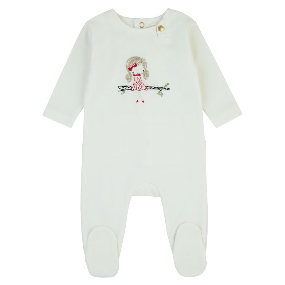 Cadeau Girl White Doll on Branch Footie + Hat
