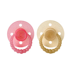 CMC Gold - CMC 'Bubble' Dummies Glitter Baby Pink + Glitter Oatmeal: Size 1