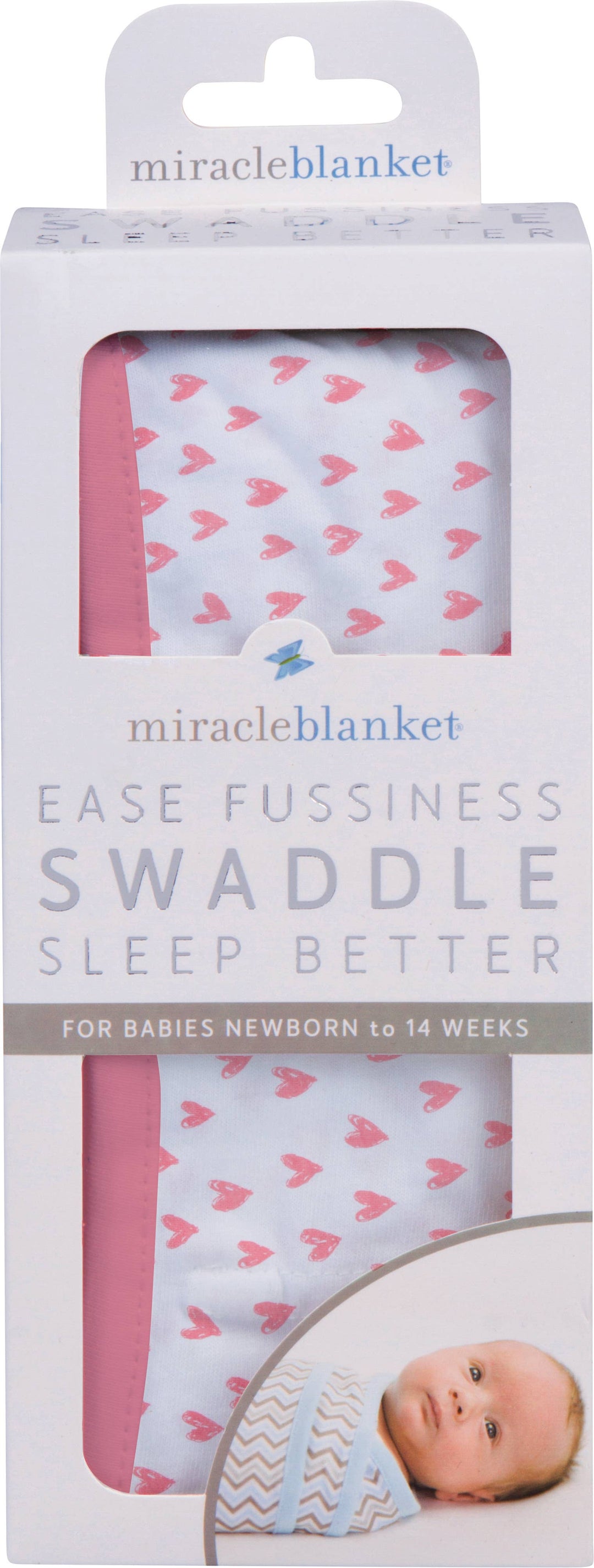 Miracle Blanket- The #1 Pediatrician-recommended Swaddle - Coral Hearts Miracle Blanket