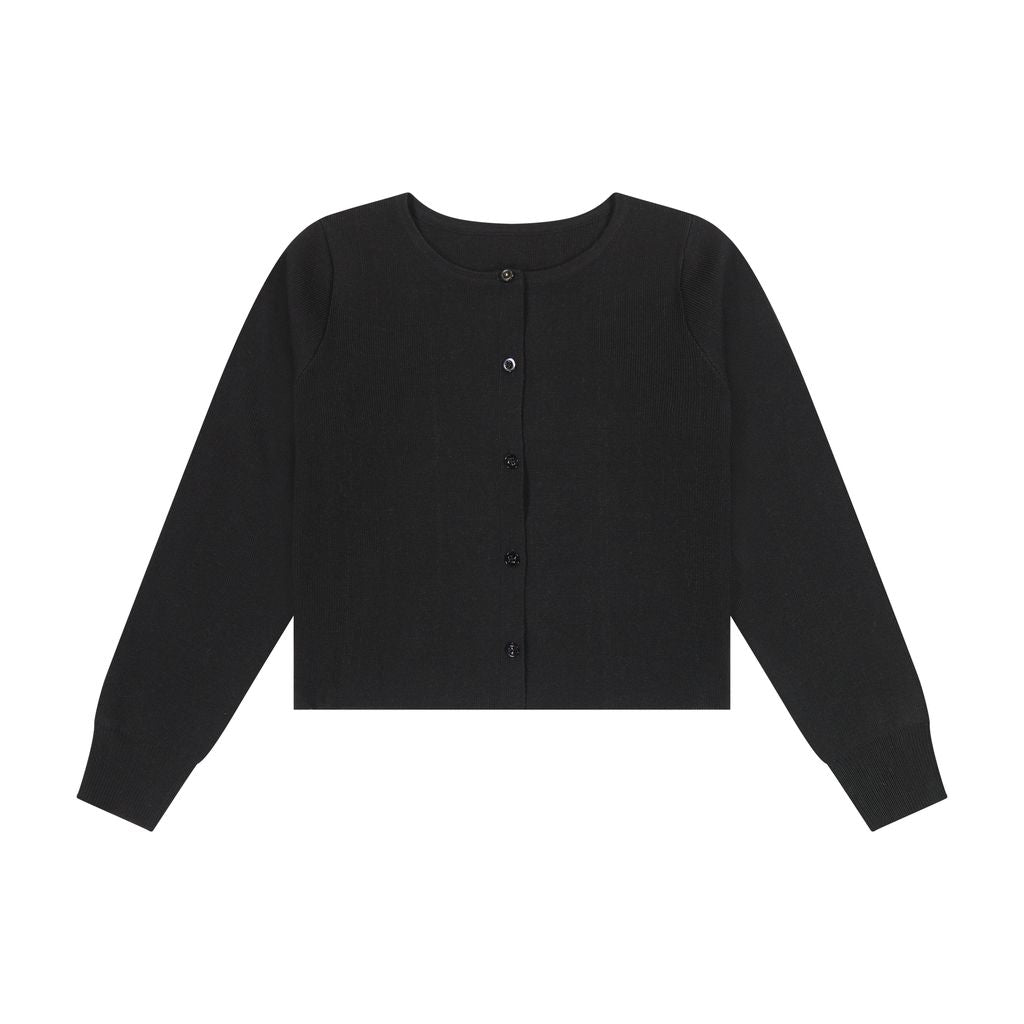 Retro Kid Black Mae Knit Cardigan | Rope Detail Sweater
