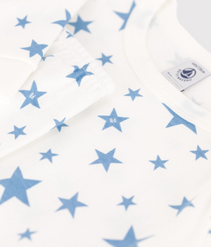 Petit Bateau - White Stars Loungewear Set – Soft Organic Cotton Pajamas for Babies & Kids