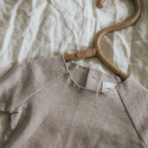 Mema Knits Oatmeal Heathered Roll Neck Footie + Beanie