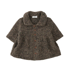 The 1+ in the Family LERICI coat in dark taupe, featuring a clean, minimalist silhouette and button-front closure.