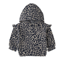 Leopard print baby jacket on a white background