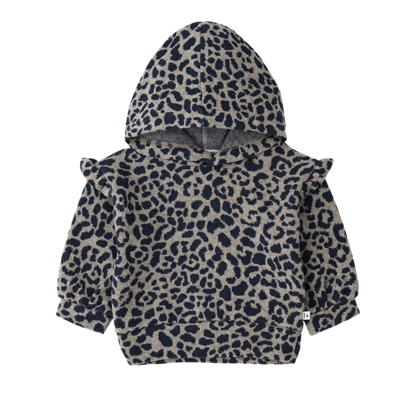 Leopard print baby jacket on a white background