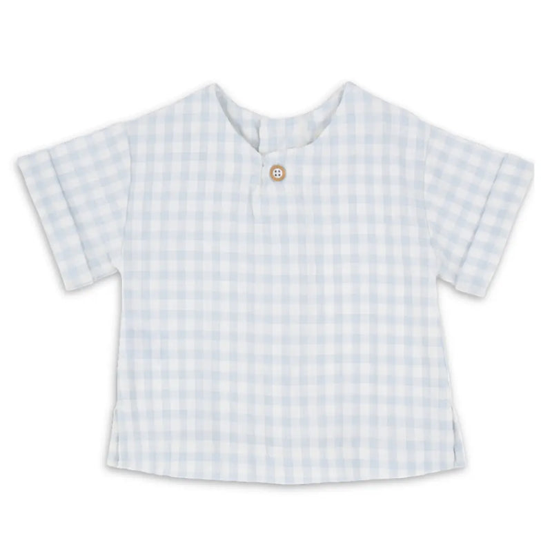 A sophisticated 1+ in the Family Santorini Shirt in a light neutral weave, featuring a refined collar and modern architectural silhouette.