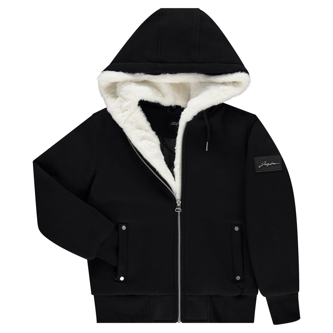 JayBee Black/White Fur Lined Hoodie