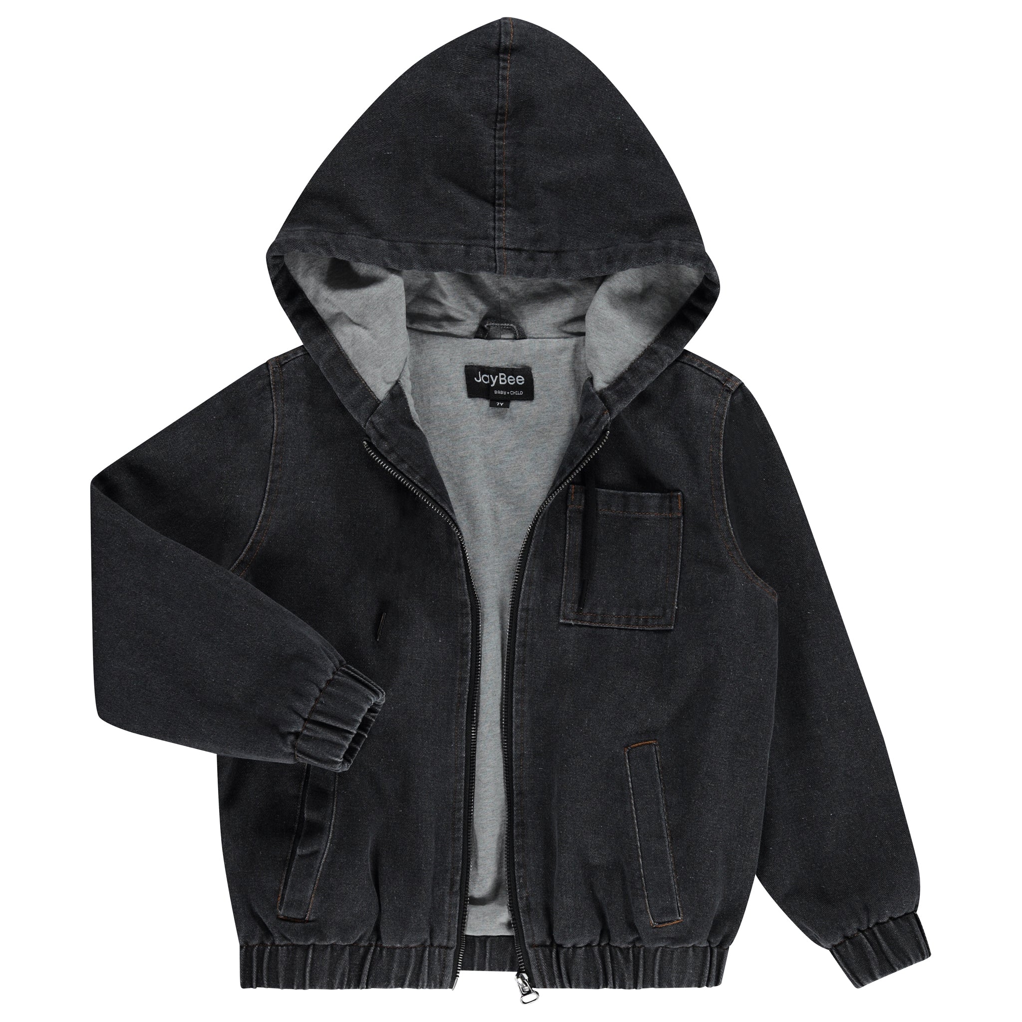 Jay Bee Black Denim Jersey Lined Jacket