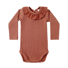 Quincy Mae Cranberry Ruffle Collar Bodysuit & Legging Set | Organic Baby Outfit