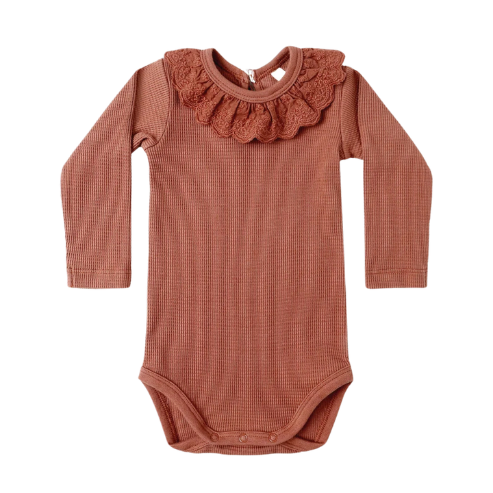 Quincy Mae Cranberry Ruffle Collar Bodysuit Legging Set