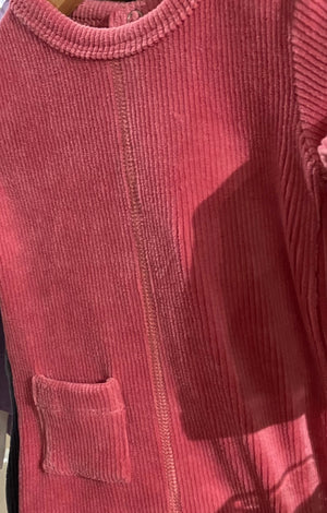 Maniere Pink Ribbed Velour Footie