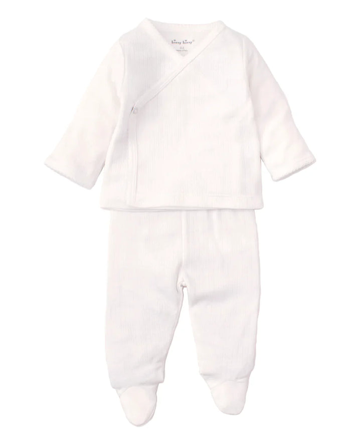 Kissy Kissy White Pointelle Cross Tee and Pant Set