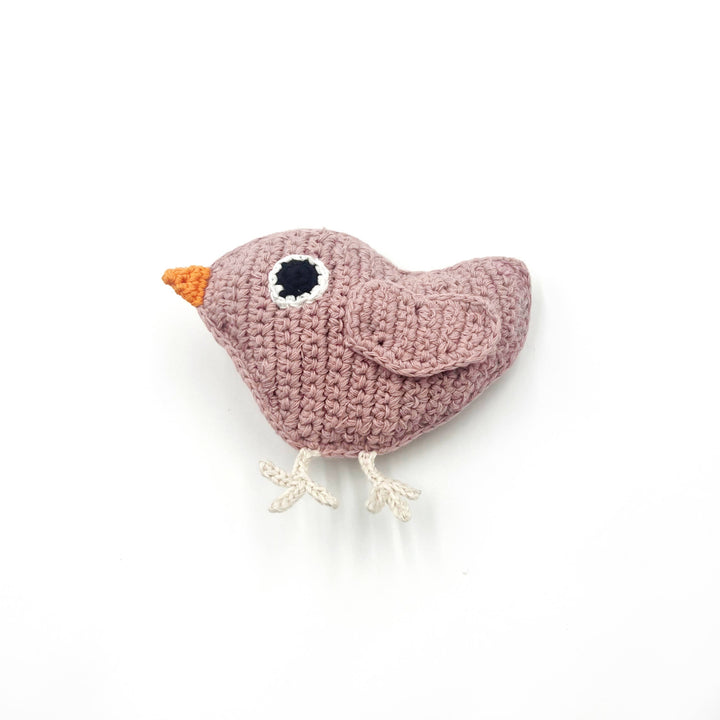 Pebble - Handmade Baby Bird Rattle: Dusky Pink