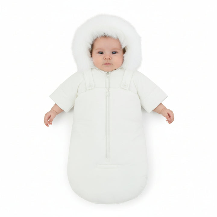 Pramie Ivory Baby Snowsuit 3M–6M | Cozy Winter Outerwear for Infants