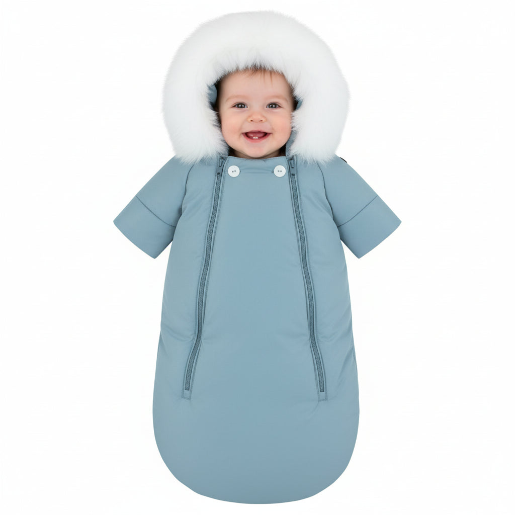 Blue Baby Snowsuit | Cozy Winter Bunting 3M–9M