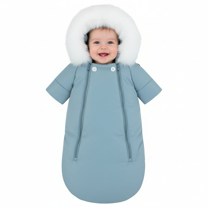 Blue Baby Snowsuit | Cozy Winter Bunting 3M–9M