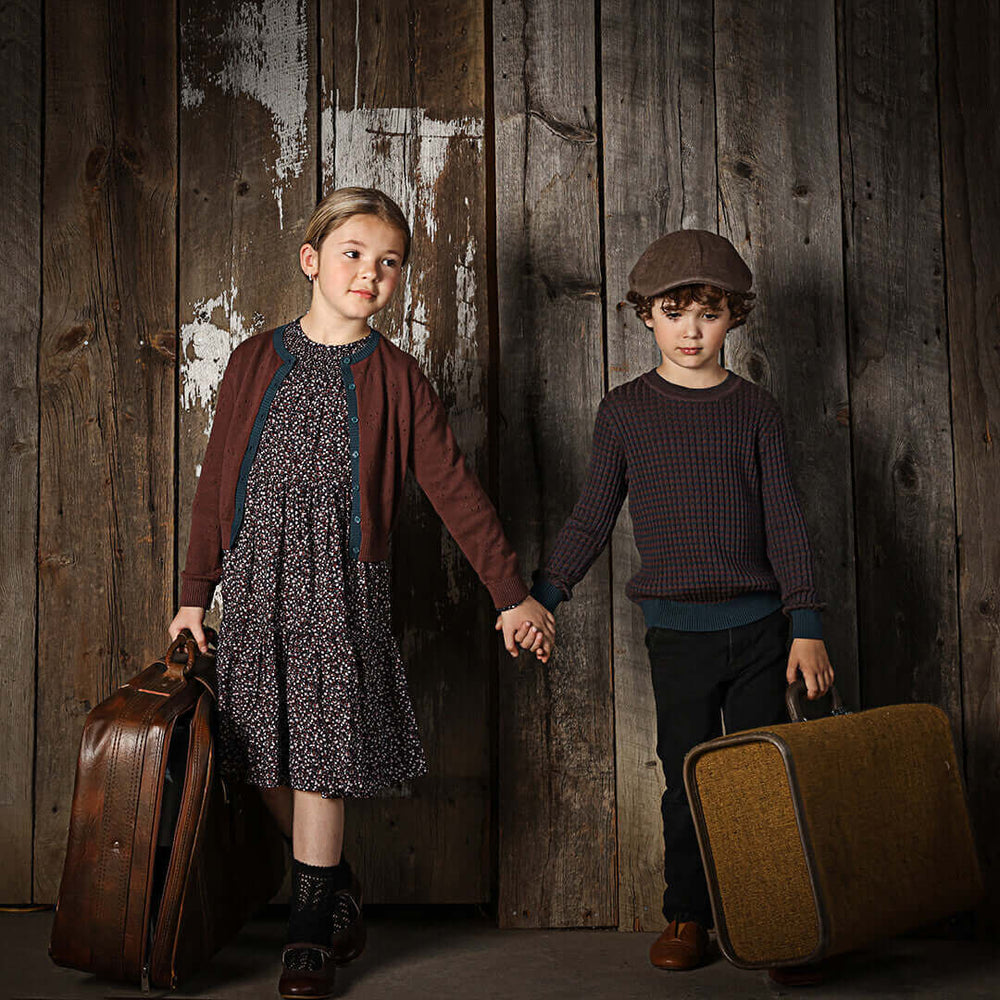 pompomme rum sea blue pointelle cardigan