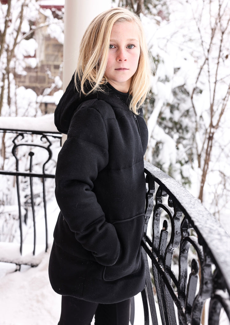 Sophisticated Black Long Jacket | The Midnight Noir Hooded Parka