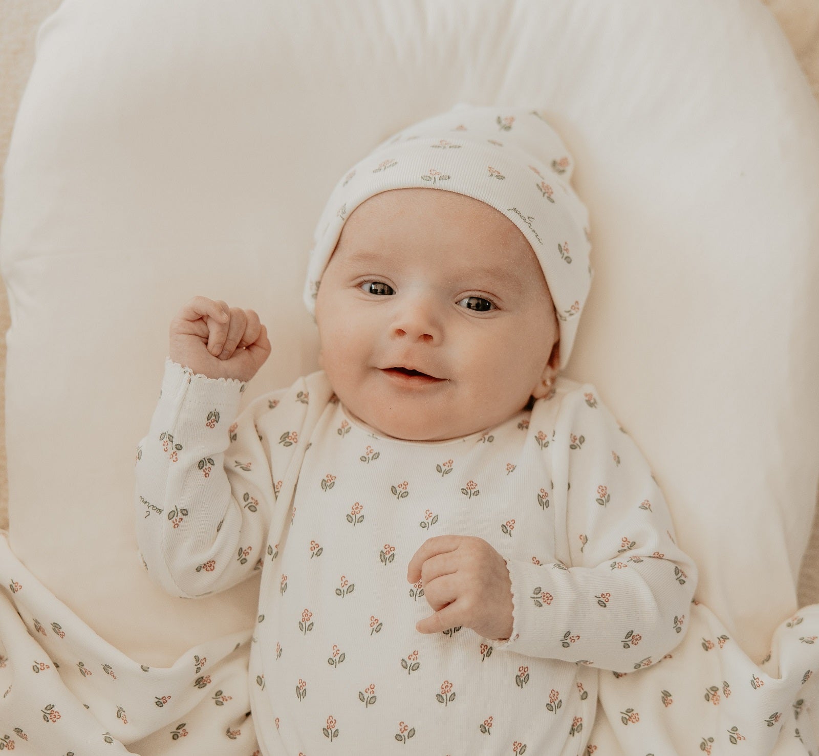 Little Parni Floral Footie + Beanie + Bib – Premium Layette Set