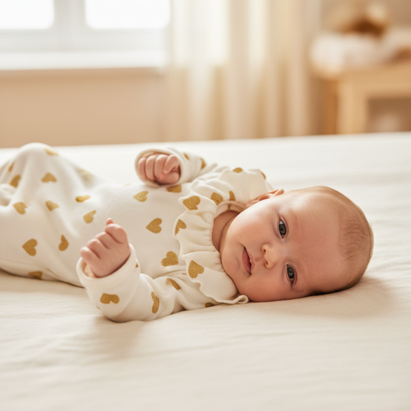 Petit Bateau - Velour Back Snap Heart Footie with Collar