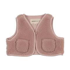 Mema Knits Pale Rose Sherpa Vest