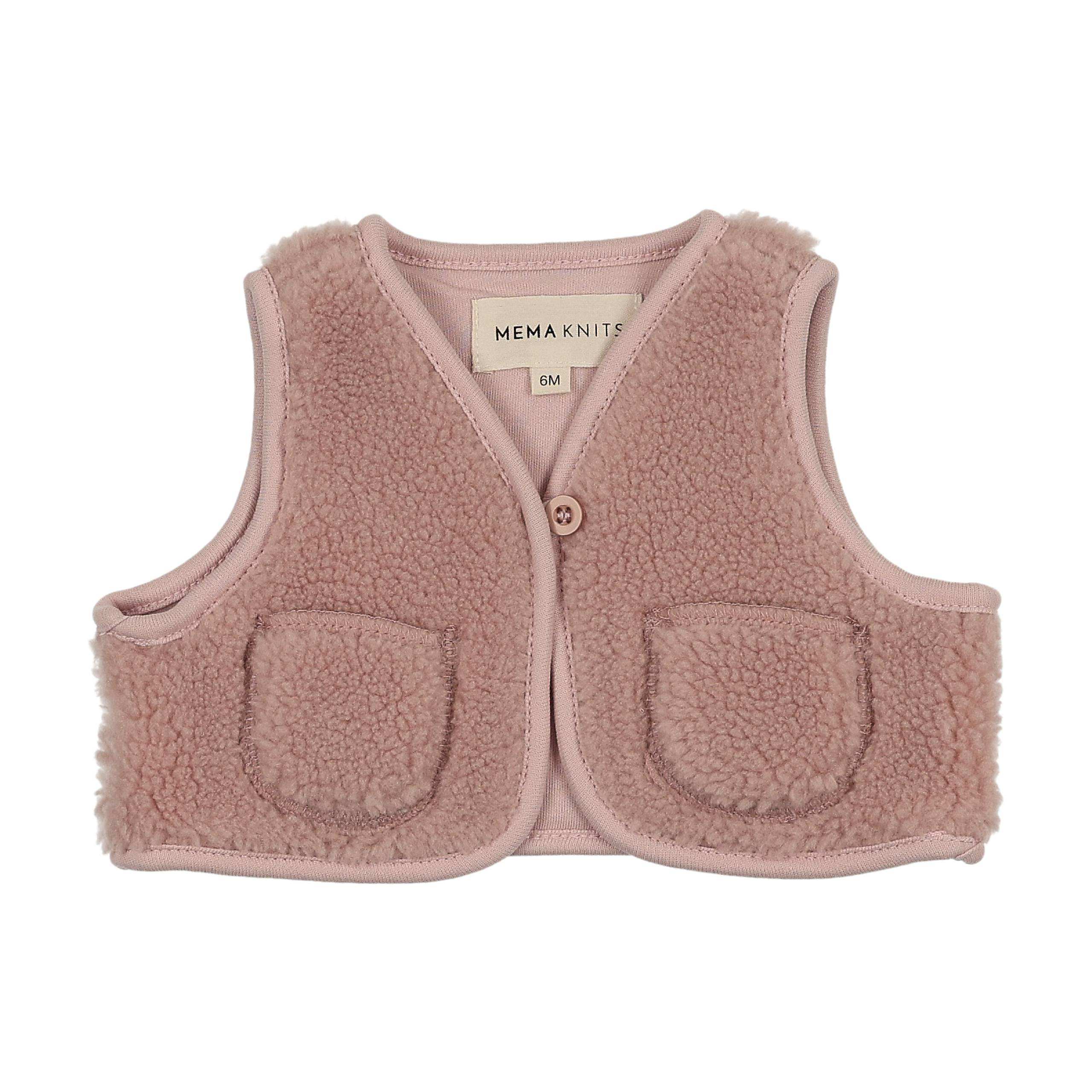 Mema Knits Pale Rose Sherpa Vest