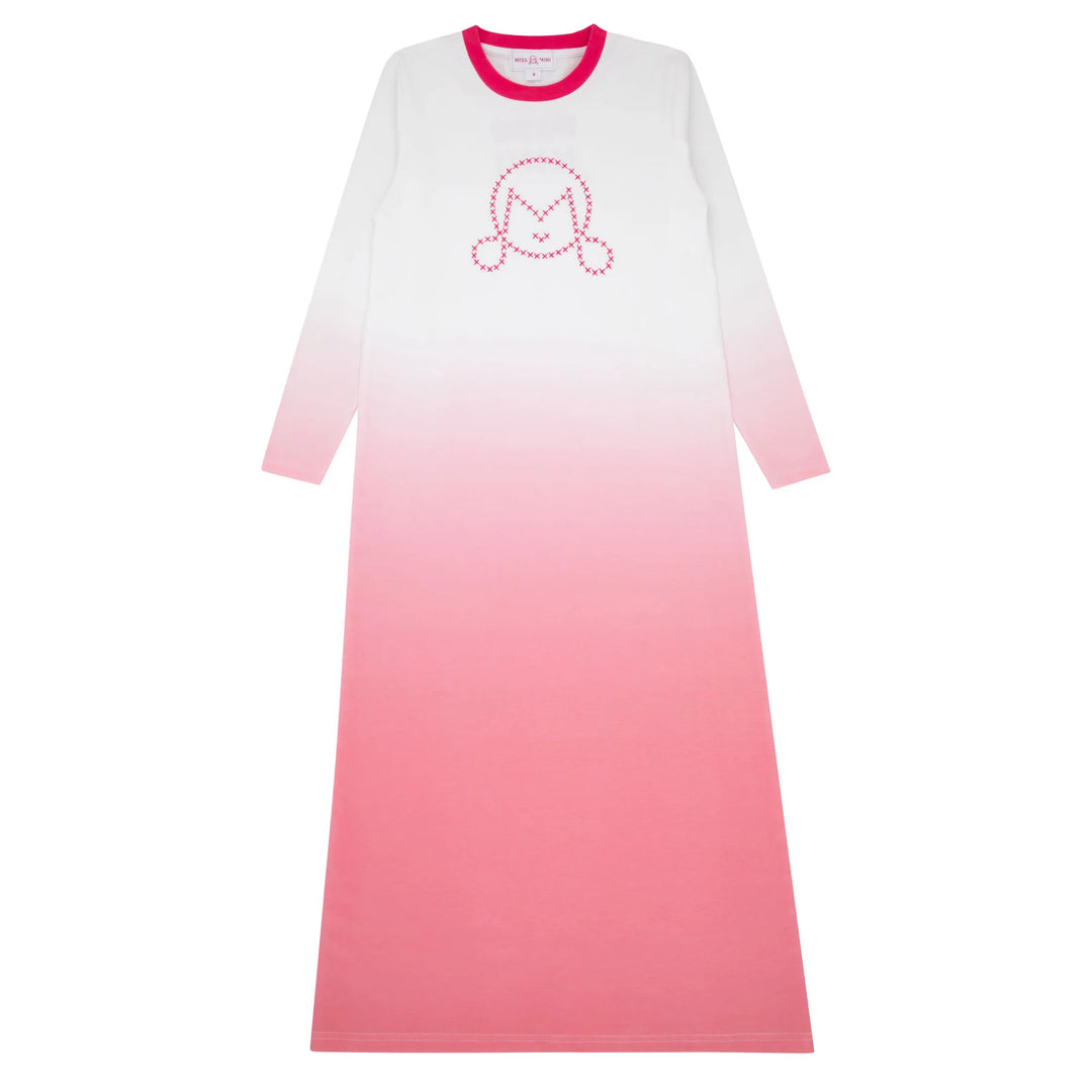 Miss Mini Cross Stitch nightgown for girls, soft cotton sleep dress with delicate cross stitch detail