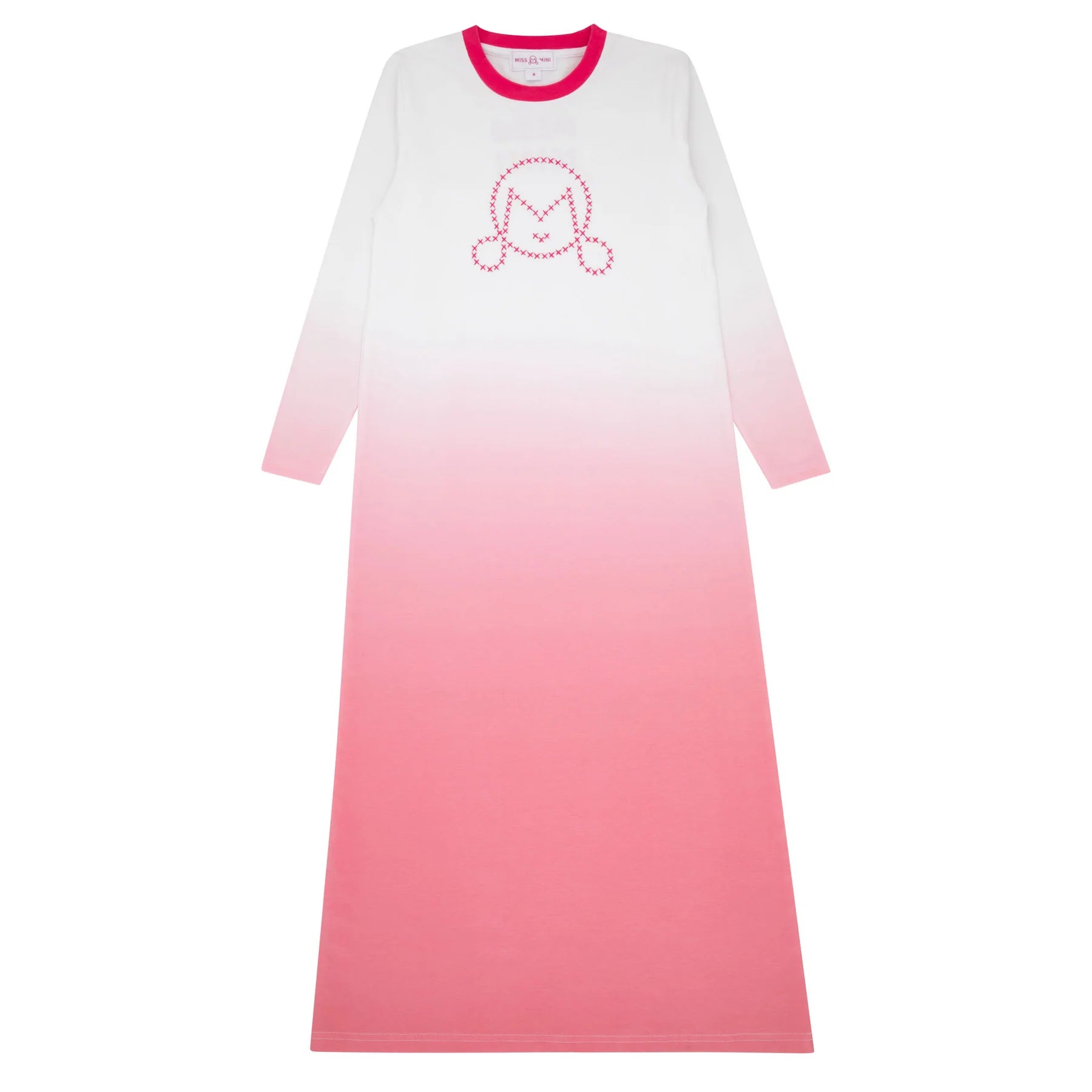 Miss Mini Cross Stitch nightgown for girls, soft cotton sleep dress with delicate cross stitch detail