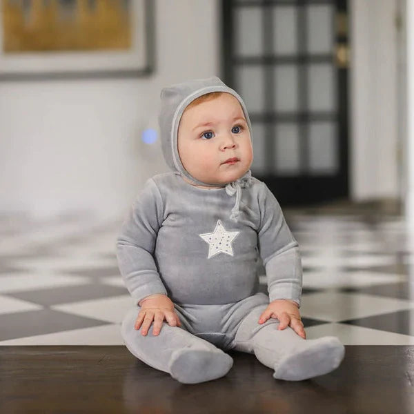 Ely's & Co Blue Velour Star Footie