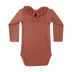 Quincy Mae Cranberry Ruffle Collar Bodysuit & Legging Set | Organic Baby Outfit