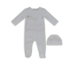 Kipp Baby Flutter Bow Footie and Hat Soft Cotton Baby Outfit Bow Detail Design
