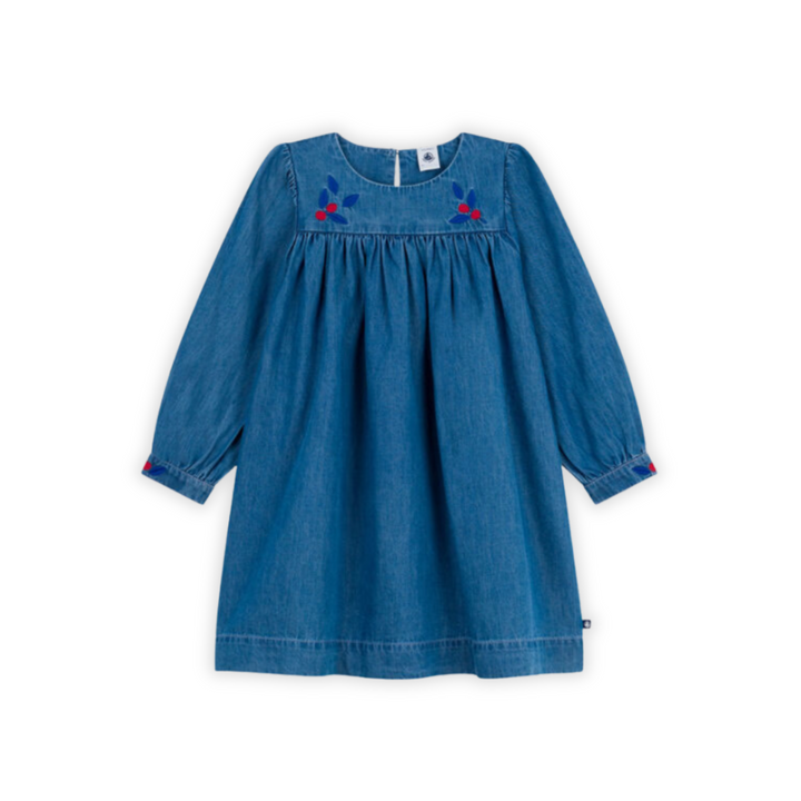 Petit Bateau | Light Denim Long-Sleeve Kids' Dress